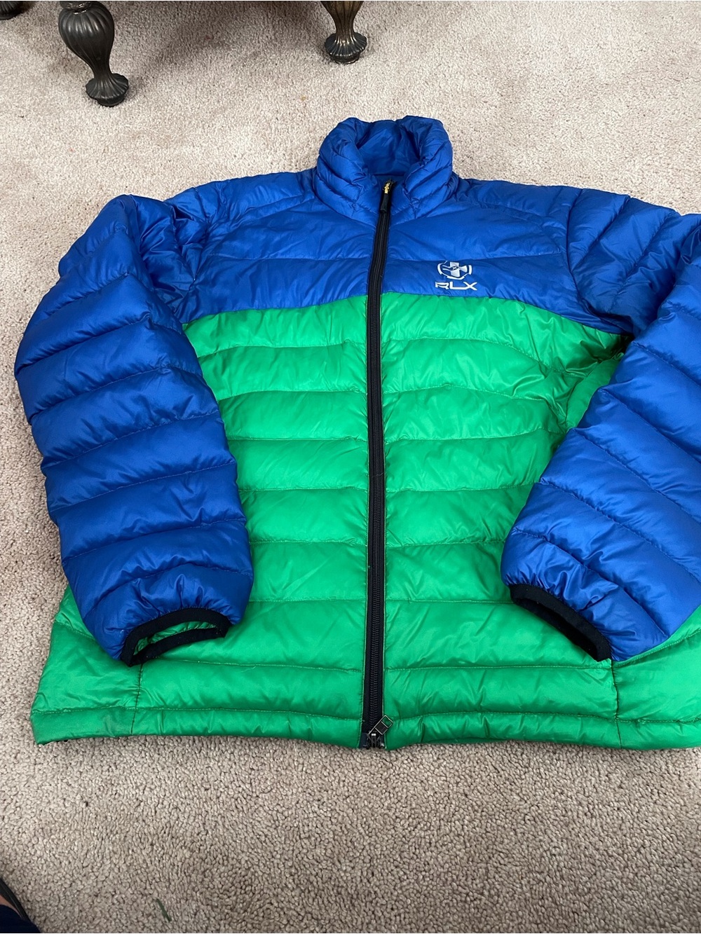 RLX Ralph Lauren Blue and Green Colorblock Puffer Jacket